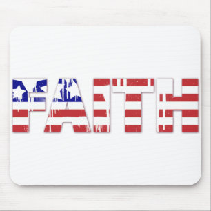 The word " Faith"  with American flag Mouse Pad