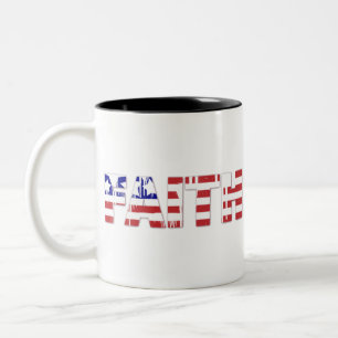 The word " Faith" with American flag Two-Tone Coffee Mug