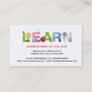 the word learn education business card