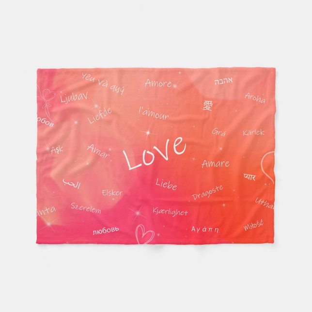 The word LOVE in many different languages    Fleece Blanket (Front (Horizontal))