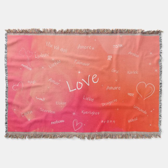 The word LOVE in many different languages  Throw Blanket (Front)