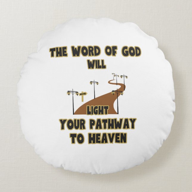 The Word Of God Will Light Round Cushion (Front)