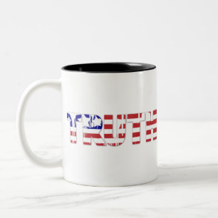 The word " Truth" with American flag Two-Tone Coffee Mug