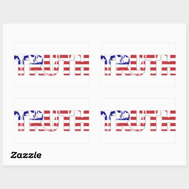 The word Truth with Patriotic American Flag Rectangular Sticker (Sheet)
