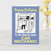 The Word's Best Car Mechanic - Happy Birthday Card (Yellow Flower)