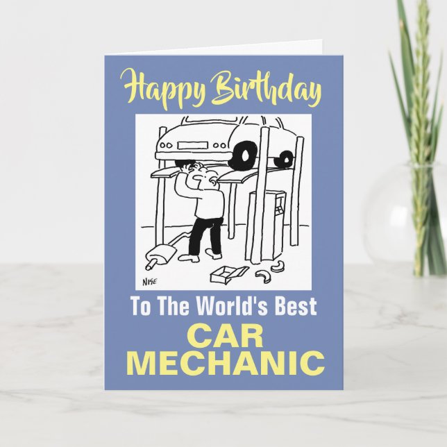 The Word's Best Car Mechanic - Happy Birthday Card (Front)