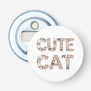 The words "CUTE CAT" are made using cat faces Bottle Opener