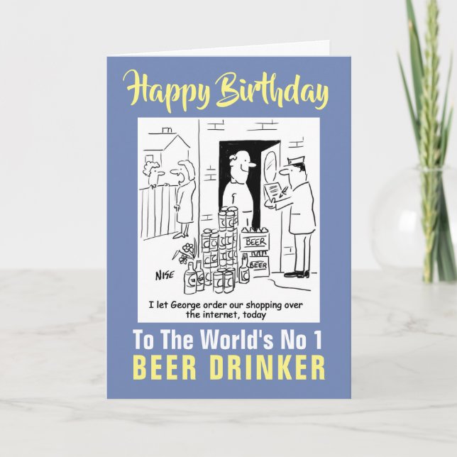 The Word's Number 1 Beer Drinker - Happy Birthday Card (Front)