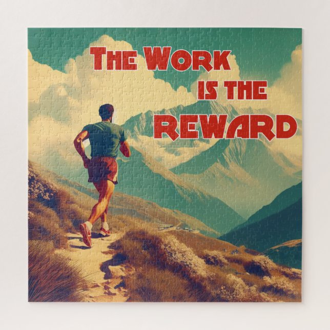 The Work Is The Reward Runner Mountains Jigsaw Puzzle (Vertical)
