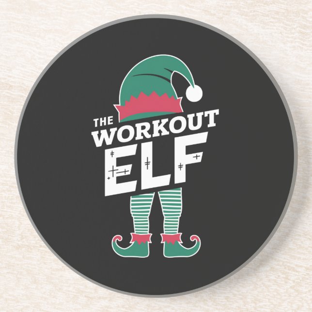 The Workout Elf Group Matching Family Christmas  Coaster (Front)