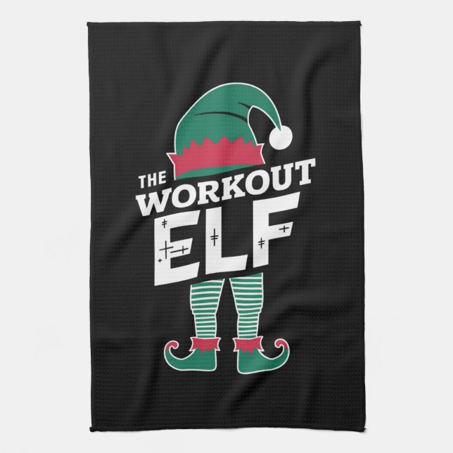 The Workout Elf Group Matching Family Christmas  Tea Towel (Vertical)