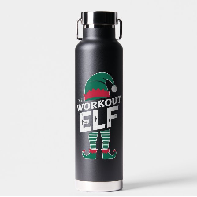 The Workout Elf Group Matching Family Christmas  Water Bottle (Front)