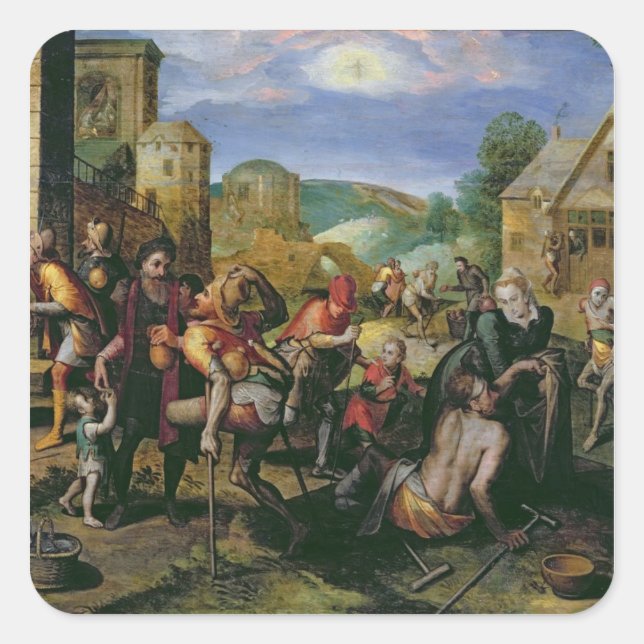 The Works of Mercy Square Sticker (Front)