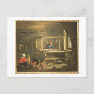 The Workshop of a Weaver, 1656 (oil on canvas) Postcard