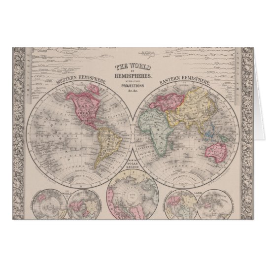 The world 1860 - Eastern & Western hemispheres Card