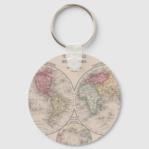 The world 1860 - Eastern & Western hemispheres Key Ring