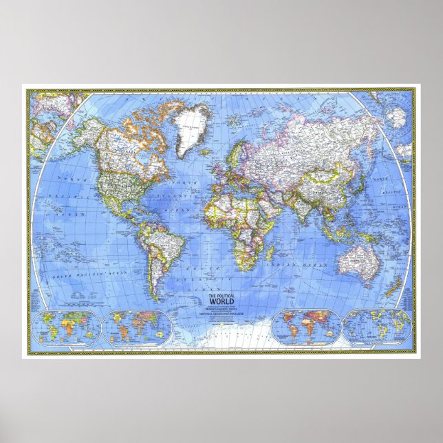 " The World: 1981/present - Detailed Political map Poster (Front)