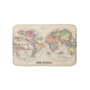 The world Atlas map with currents and trade winds Bath Mat