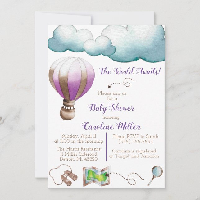 The World Awaits! Baby Shower Invitation (Front)