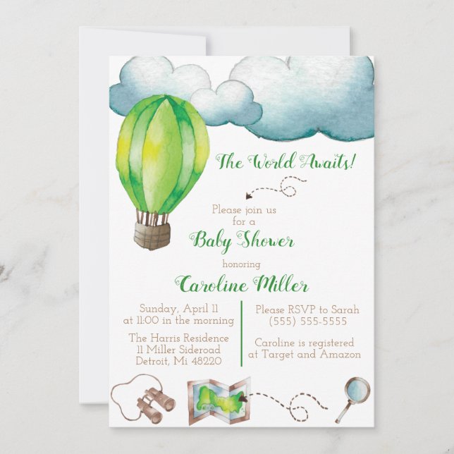 The World Awaits! Baby Shower Invitation (Front)