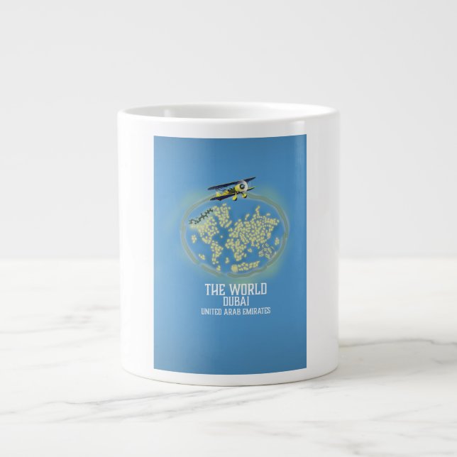The World Dubai United Arab Emirates map Large Coffee Mug (Front)