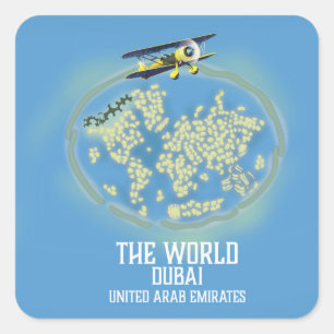 The World Dubai United Arab Emirates map Square Sticker