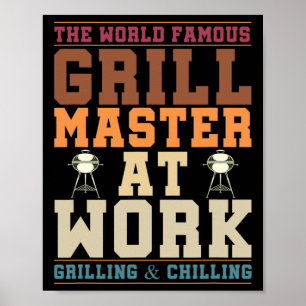 The World Famous Grill Master At Work Funny Bbq Rb Poster