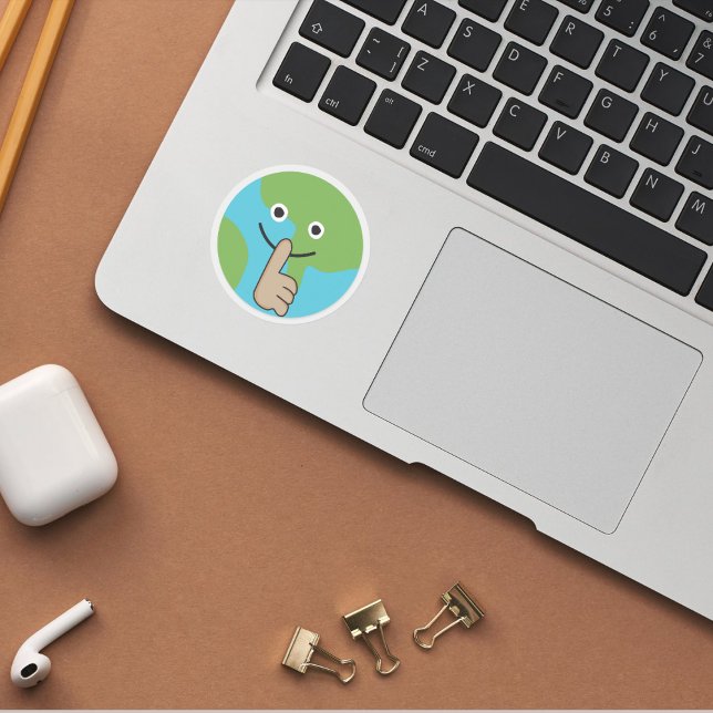 The world holding hand near mouth silence classic round sticker (Creator Uploaded)