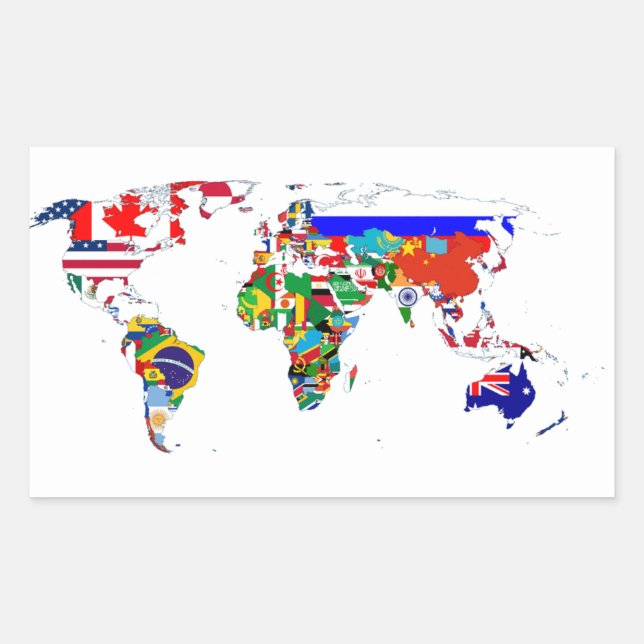 The World In Flags Rectangular Sticker (Front)