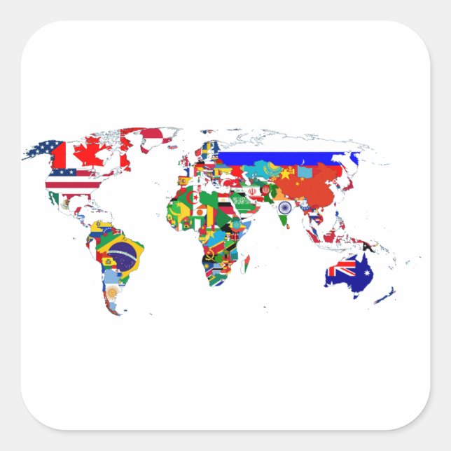 The World In Flags Square Sticker (Front)