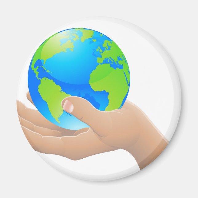 The world in your hand concept magnet (Front)