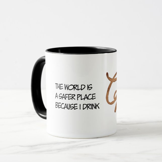 The world is a safer place funny mug (Front Left)