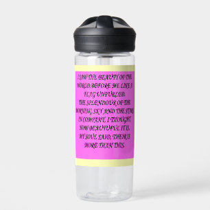 THE WORLD IS BEAUTIFUL POEMS BOOKS LETTERS WATER BOTTLE