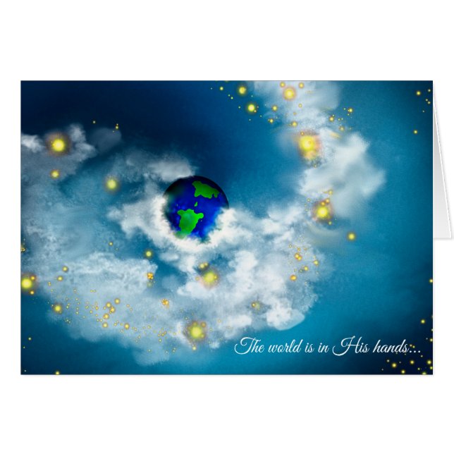 The World Is In His Hands Greeting Card (Front Horizontal)