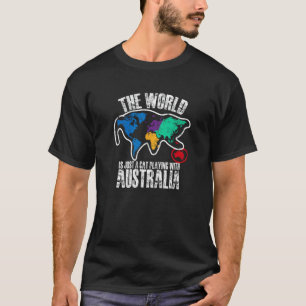 The world is just a cat playing with australia - H T-Shirt