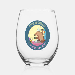 The World Is Not Ready Singing Groundhog Stemless Wine Glass