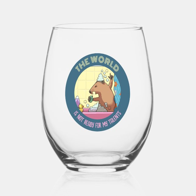 The World Is Not Ready Singing Groundhog Stemless Wine Glass (Front)