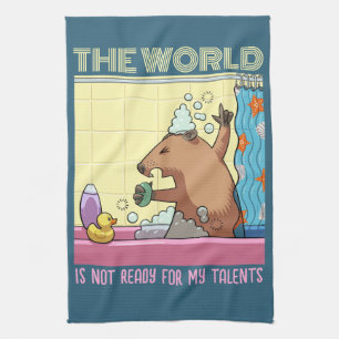 The World Is Not Ready Singing Groundhog Tea Towel