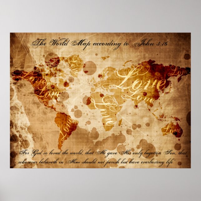 The World Map According to John 3:16 Poster (Front)