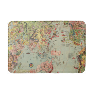 The World Map at a Glance - World Air Routes Bath Mat