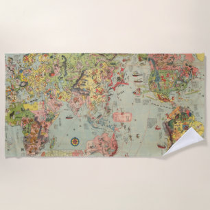 The World Map at a Glance - World Air Routes Beach Towel