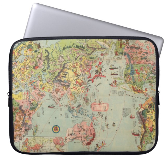 The World Map at a Glance - World Air Routes Laptop Sleeve (Front)