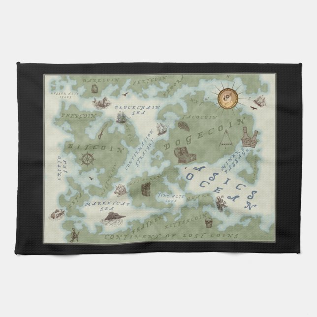 The World Map of Cryptocurrency Tea Towel (Horizontal)