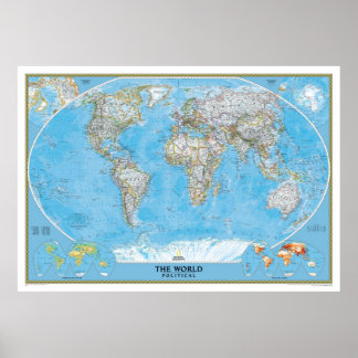 The world map political poster