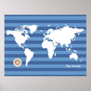 the world map with stripes poster