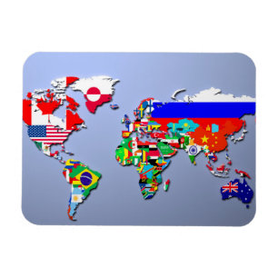 The World Map With Their Flags Magnet