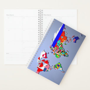 The World Map With Their Flags Planner