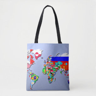 The World Map With Their Flags Tote Bag