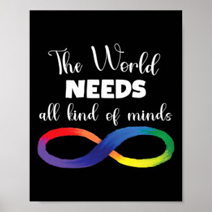 The World Needs All Kinds Of Minds Autism Neurodiv Poster