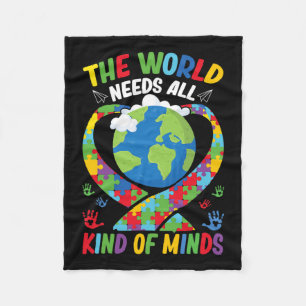 The World Needs All Kinds Of Minds Neurodiversity Fleece Blanket